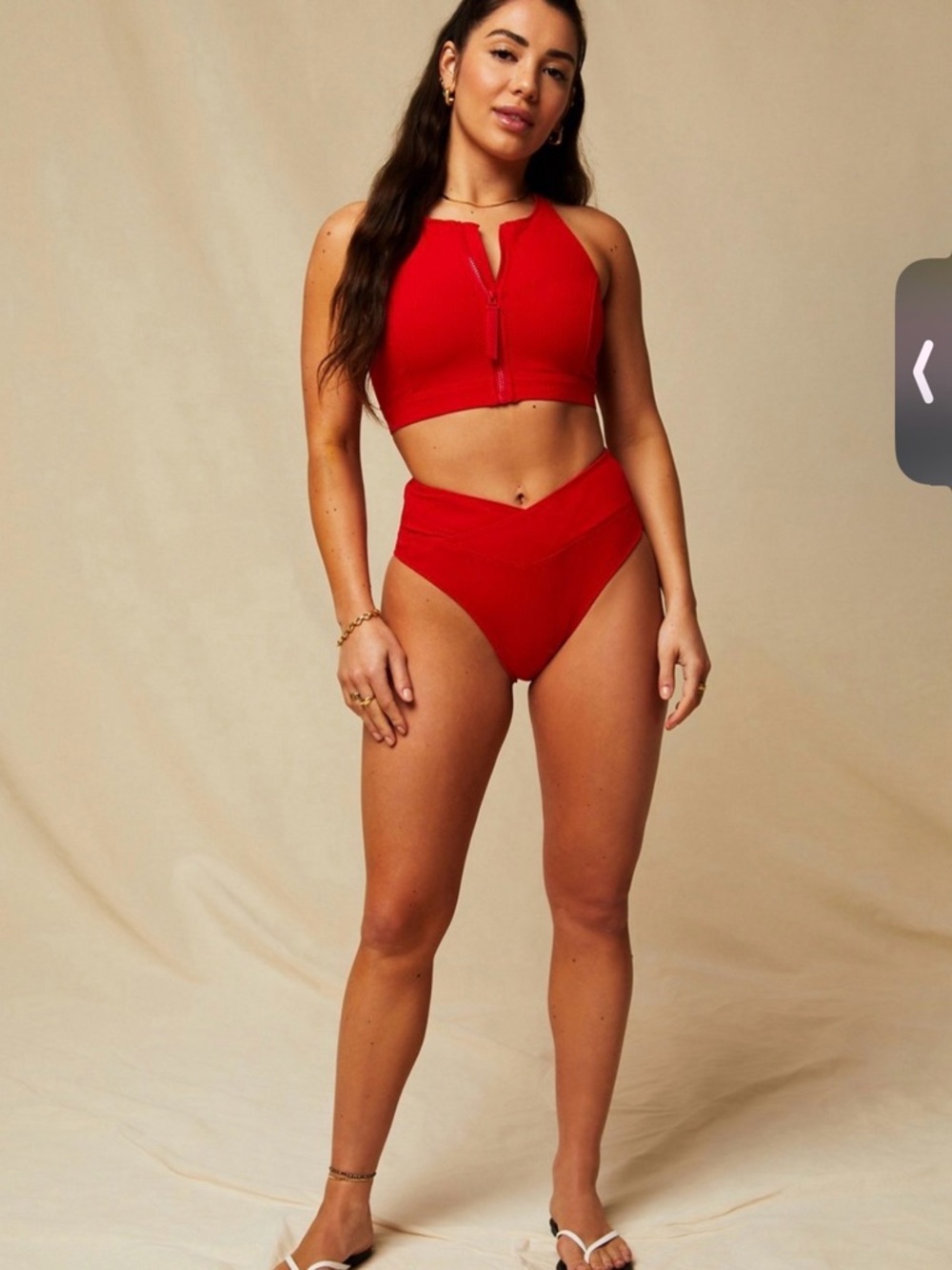 Fabletics Red Ribbed High-Waist Swim Bottom - Picture 3 of 3